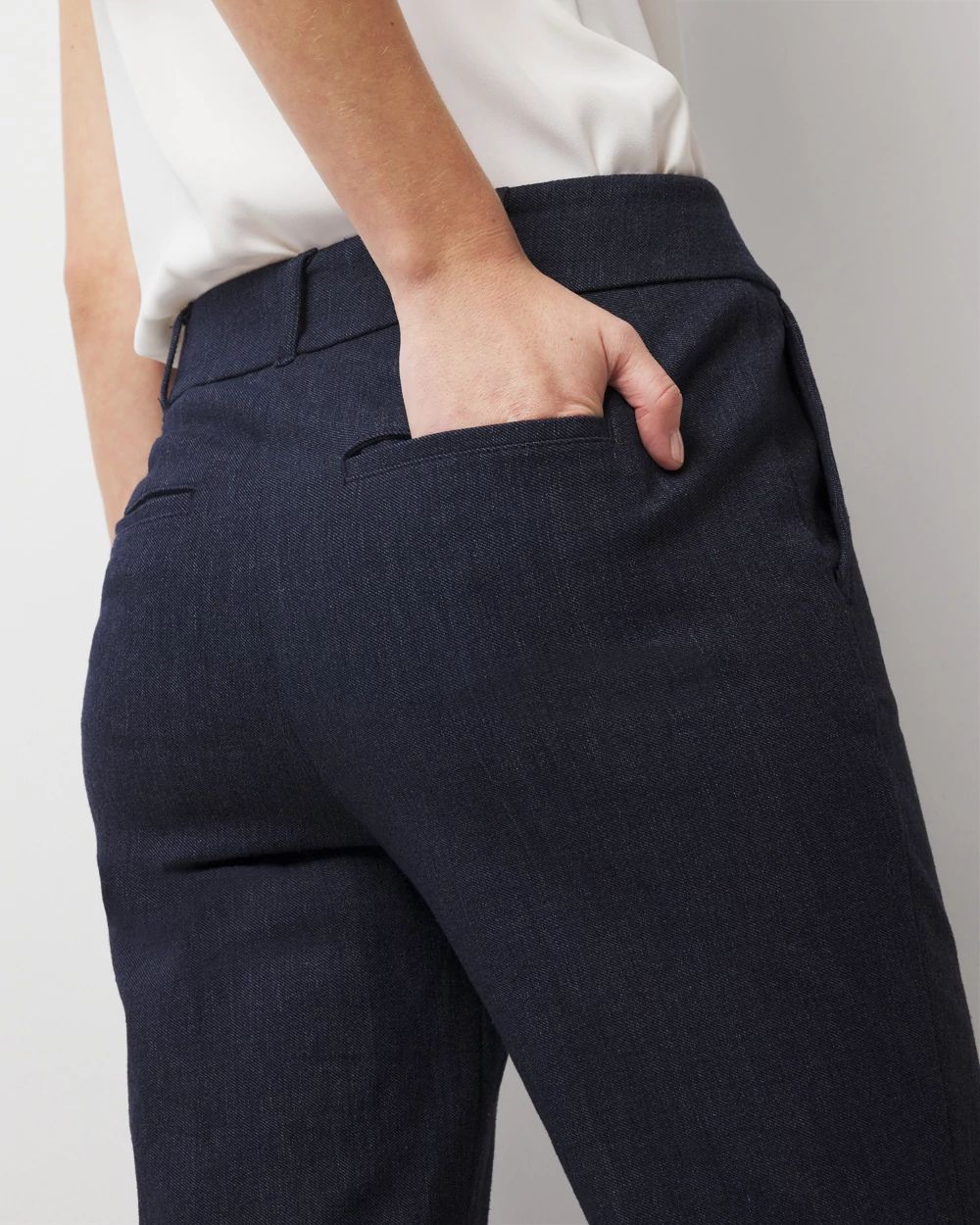 High-Rise Straight Leg Denim-Look Pant | White House Black